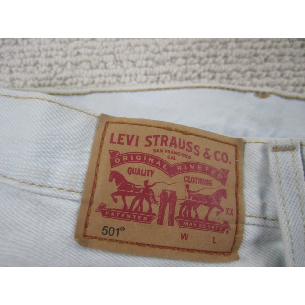 Levi's 501 Shorts Womens 25 Blue Distressed Denim Cut Off 5-Button Fly Jean - Picture 11 of 16